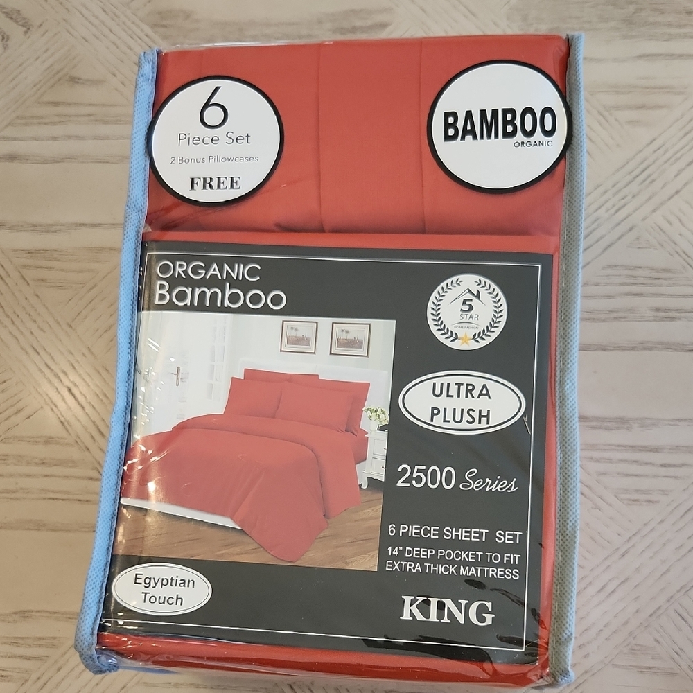 Five Star Home Organic Bamboo Ultra Plush Burnt Orange 6 Piece King Sheet Set